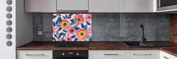 Pannello retrocucina con motivo di fiori rosa