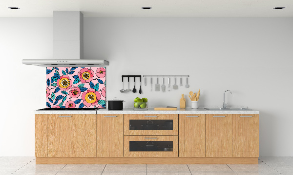 Pannello retrocucina con motivo di fiori rosa