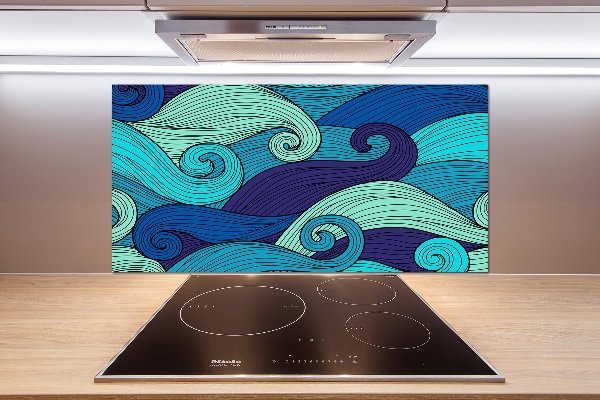 Rivestimento parete cucina con motivo a onde astratte