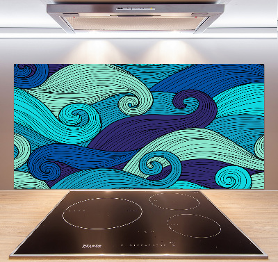 Rivestimento parete cucina con motivo a onde astratte