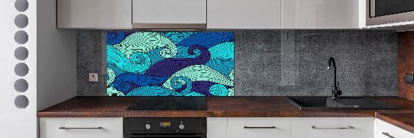 Rivestimento parete cucina con motivo a onde astratte