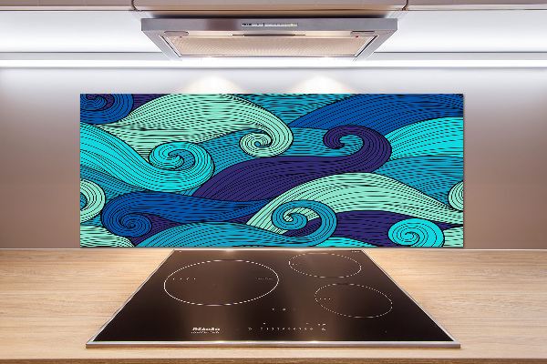 Rivestimento parete cucina con motivo a onde astratte