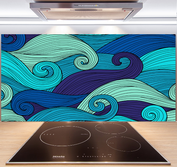 Rivestimento parete cucina con motivo a onde astratte