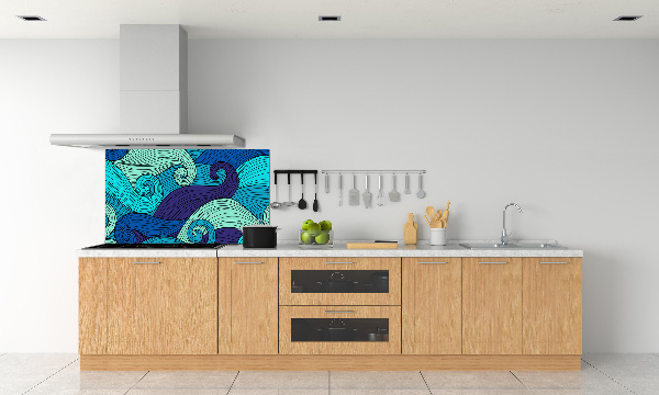 Rivestimento parete cucina con motivo a onde astratte