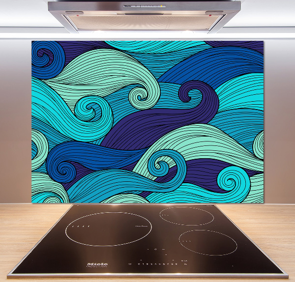 Rivestimento parete cucina con motivo a onde astratte