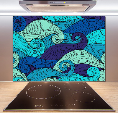 Rivestimento parete cucina con motivo a onde astratte