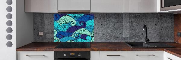 Rivestimento parete cucina con motivo a onde astratte