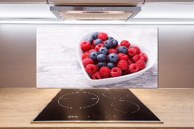 Rivestimento parete cucina con fantasia di lamponi e mirtilli