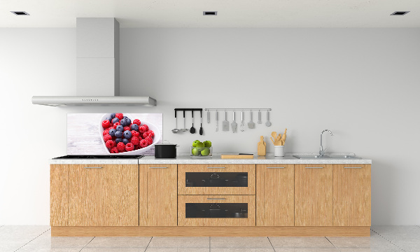 Rivestimento parete cucina con fantasia di lamponi e mirtilli