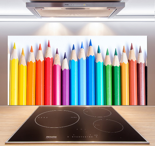 Rivestimento parete cucina con motivo a matite colorate