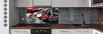 Pannello retrocucina con motivo di erbe aromatiche e spezie