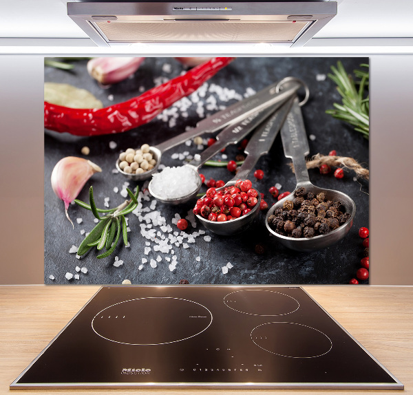 Pannello retrocucina con motivo di erbe aromatiche e spezie