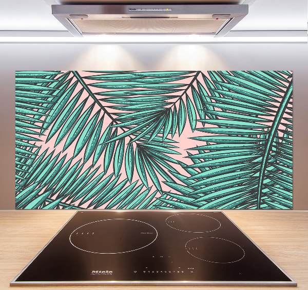 Rivestimento parete cucina con motivo a foglie di palma