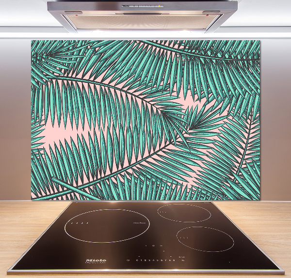 Rivestimento parete cucina con motivo a foglie di palma