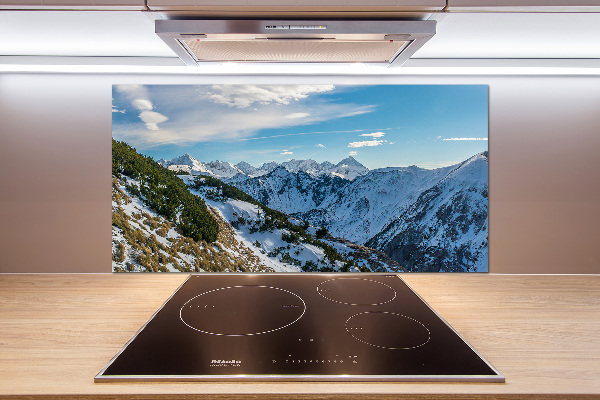 Pannello retrocucina con stampa del massiccio dei Tatra