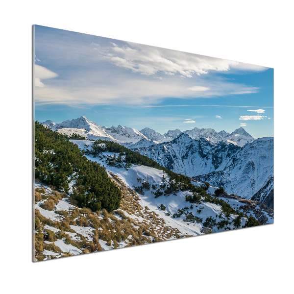 Pannello retrocucina con stampa del massiccio dei Tatra