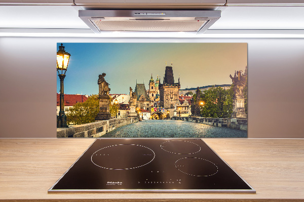 Pannello paraschizzi cucina con stampa del Ponte di Praga, Repubblica Ceca