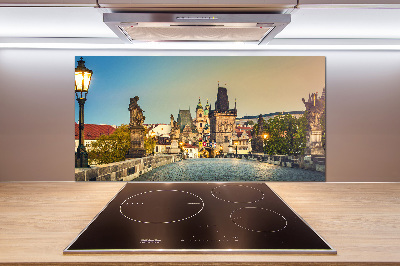 Pannello paraschizzi cucina con stampa del Ponte di Praga, Repubblica Ceca