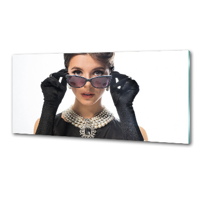 Pannello retrocucina con stampa raffigurante una donna con gli occhiali