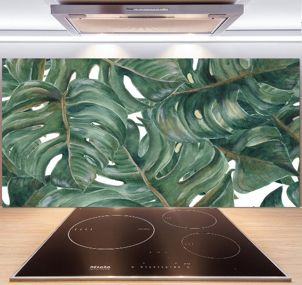 Rivestimento parete cucina con motivo Monstera
