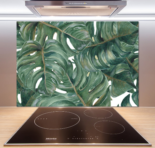 Rivestimento parete cucina con motivo Monstera