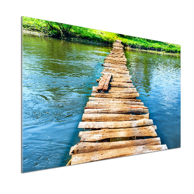 Pannello paraschizzi cucina con motivo Ponte di legno