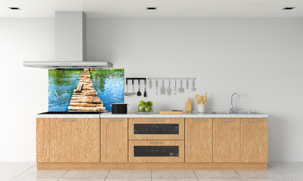 Pannello paraschizzi cucina con motivo Ponte di legno