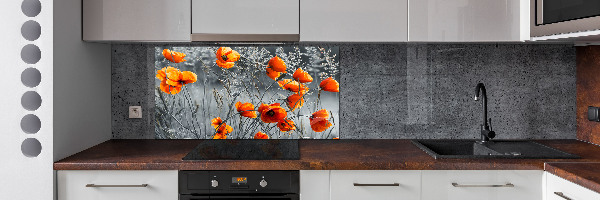 Pannello paraschizzi cucina con motivo di papaveri di campo