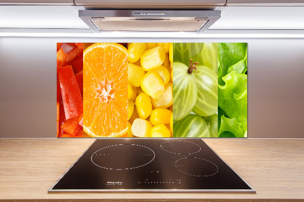 Pannello paraschizzi cucina con motivo di frutta e verdura