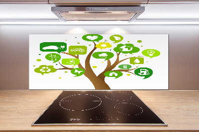 Pannello paraschizzi cucina con motivo alberato ecologico