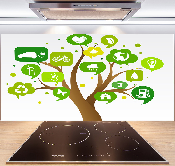 Pannello paraschizzi cucina con motivo alberato ecologico