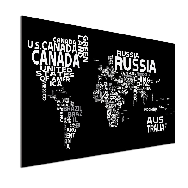 Rivestimento parete cucina con stampa a mappa del mondo e sottotitoli