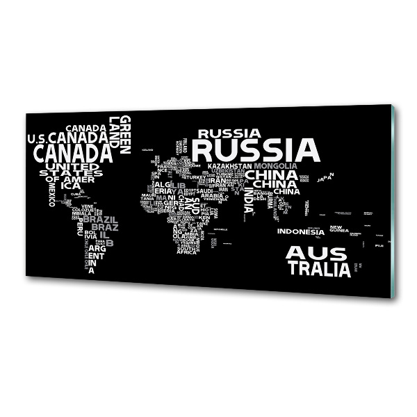 Rivestimento parete cucina con stampa a mappa del mondo e sottotitoli