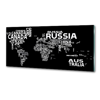 Rivestimento parete cucina con stampa a mappa del mondo e sottotitoli