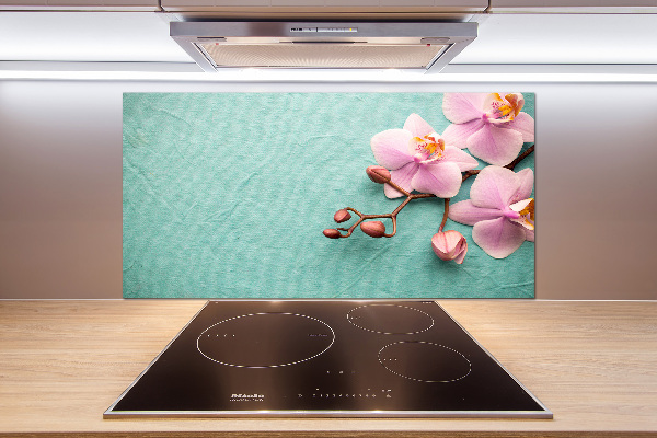 Rivestimento parete cucina con motivo orchidea