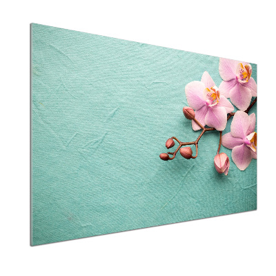 Rivestimento parete cucina con motivo orchidea