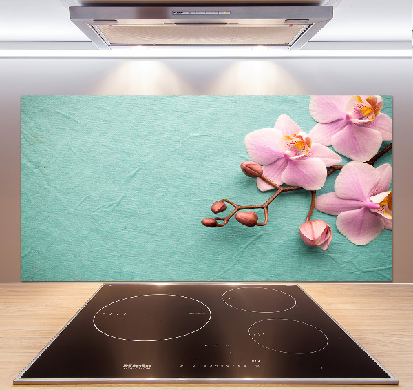 Rivestimento parete cucina con motivo orchidea