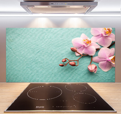 Rivestimento parete cucina con motivo orchidea