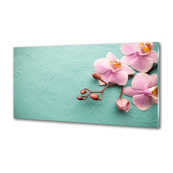 Rivestimento parete cucina con motivo orchidea