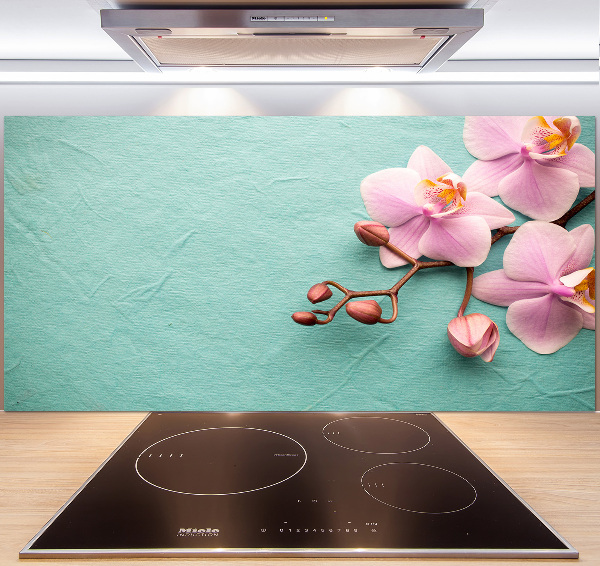 Rivestimento parete cucina con motivo orchidea