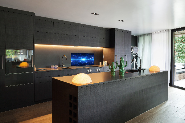 Rivestimento parete cucina con motivo tridimensionale