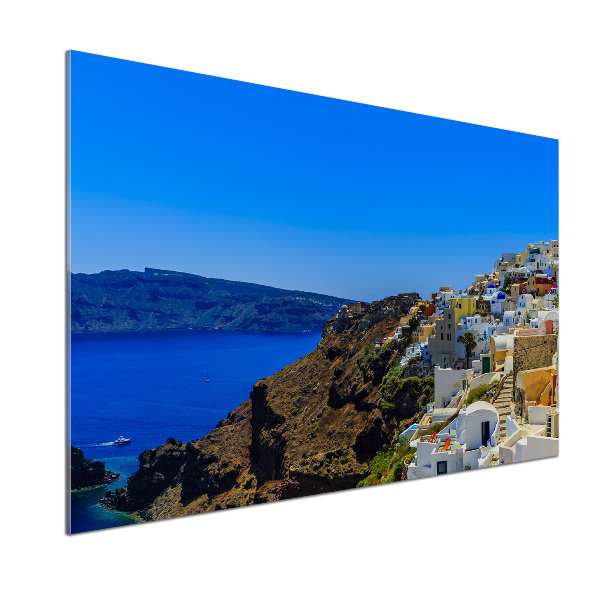 Pannello retrocucina con stampa del paesaggio di Santorini, Grecia