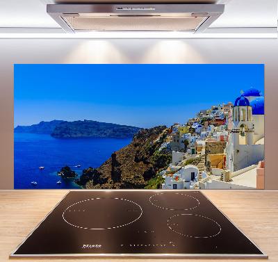 Pannello retrocucina con stampa del paesaggio di Santorini, Grecia