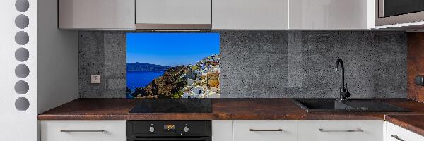 Pannello retrocucina con stampa del paesaggio di Santorini, Grecia