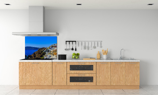 Pannello retrocucina con stampa del paesaggio di Santorini, Grecia