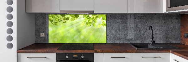 Rivestimento parete cucina con motivo a foglie