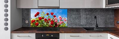 Pannello retrocucina con motivo di rose selvatiche
