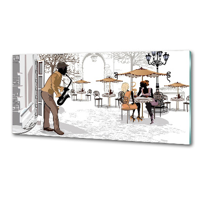 Pannello paraschizzi cucina con stampa a tema musicista di strada