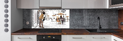 Pannello paraschizzi cucina con stampa a tema musicista di strada