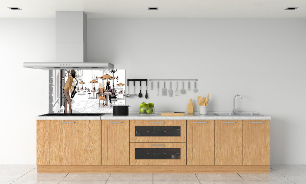 Pannello paraschizzi cucina con stampa a tema musicista di strada